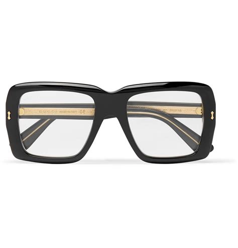 square-frame tortoishell acetate and gold-tone optical glasses gucci|Gucci.